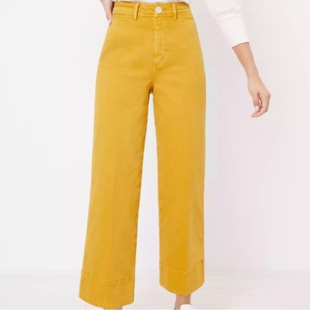 LOFT - High Rise Wide Leg Mustard Yellow Jeans - Golden Grass, Size 28, Size 6